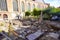 Archeological digging site next to Catholic church, Bruge, Belgium