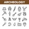 Archeological Tools And Excavations Vector Linear Icons Set