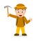 Archeologist Cartoon Character with Pickax