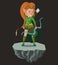 Archer elf. Fantasy vector isolated character.