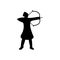 Archer Warrior Silhouette on white background.