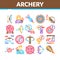 Archery Activity Sport Collection Icons Set Vector