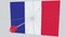 Archery arrow hits flag of FRANCE plate. Conceptual 3D rendering