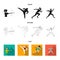 Archery, karate, running, fencing. Olympic sport set collection icons in black,flat,outline style vector symbol stock