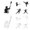 Archery, karate, running, fencing. Olympic sport set collection icons in black,outline style vector symbol stock