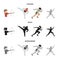 Archery, karate, running, fencing. Olympic sport set collection icons in cartoon,black,monochrome style vector symbol