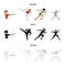 Archery, karate, running, fencing. Olympic sport set collection icons in cartoon,black,outline style vector symbol stock