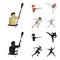 Archery, karate, running, fencing. Olympic sport set collection icons in cartoon,black style vector symbol stock