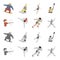 Archery, karate, running, fencing. Olympic sport set collection icons in cartoon,monochrome style vector symbol stock