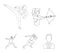 Archery, karate, running, fencing. Olympic sport set collection icons in outline style vector symbol stock illustration