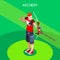 Archery Player Summer Games Icon Set.3D Isometric Archery Player