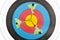 Archery target with arrows in short dept of field