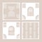 Arches abstract seamless patterns. Arc wallpaper set in minimalist style. Boho home textures in pastel colors.