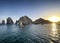 The arches in Cabo Mexico during fading a sunset