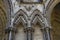 Arches carved on one of the external walls of Westminster Abbey founded by Benedictine monks in