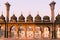 Arches and domes of sandstone mughal architecture