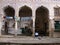 Arches in the inner courtyard of an ancient palace or haveli in Mandawa, Rajasthan, India