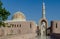 Arches, minaret and dome of Oman Grand Mosque