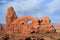 Arches National Park, Turret Arch in Morning Light, Windows Section, Southwest Desert, Utah, USA