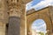 Arches with patterns of 10th century ruined palace in Moorish medieval city Medina Azahara of Andalusia region, Spain. UNESCO worl