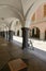 Arches and pillars of medieval covered walkway, Chiavari , Italy