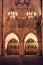 Arches windows and gates of medieval building in Bologna Italy