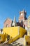 The Arches Yard, chapel and clock tower of Pena National Palace, Sintra, Portugal