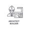 Architect contractor vector line icon, sign, illustration on background, editable strokes