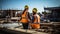 Architect and engineer working on a construction site at a building site