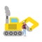 architect man with blueprints and bulldozer truck