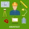 Architect profession with flat icons