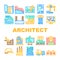 Architect Professional Occupation Icons Set Vector