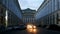 Architect Rossi Street, rear facade of the Alexandrinsky Theater in the perspective, in evening dusk, St. Petersburg, Russia