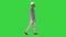 Architect in white helmet walking on a Green Screen, Chroma Key.