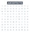 Architects vector line icons set. Design, Creativity, Vision, Blueprint, Structure, Planning, Detail-oriented