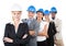 Architects Wearing Hardhats While Standing Arms Crossed