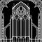 Architectural abstraction, dark castle, gates, portal in the Gothic style