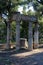 architectural columns around well in pompeii archeological park