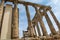 Architectural columns of the roman ruin Temple of Diana in Merida, Extremadura, Spain