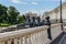 Architectural complex of Manezhnaya Square with sculptures near the Moscow Kremlin.