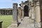 Architectural Corridor surrounding Jami Masjid courtyard with intricate carvings in stone, an Islamic monuments was built by