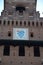 Architectural detail of the facade of the Castle of Sforza