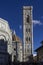 Architectural detail of Florence duomo Cathedral, its baptistery and Giotto bellfry