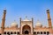 Architectural detail of Jama Masjid Mosque, Old Delhi, India, spectacular architecture of the Great Friday Mosque Jama Masjid