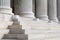 Architectural detail of marble steps and ionic order columns