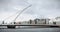 Architectural detail of the Samuel Beckett Bridge in Dublin, Ireland