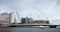 Architectural detail of the Samuel Beckett Bridge in Dublin, Ireland