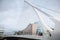 Architectural detail of the Samuel Beckett Bridge in Dublin, Ireland