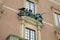 Architectural detail, sculptures adorned window of the Royal Palace, Stockholm, Sweden