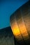 Architectural Detail of Sunset Reflected on the Curved Roof of the Science Centre in Glasgow Scotland